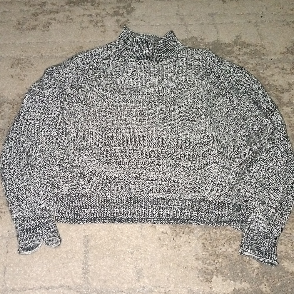 ABOUND black white marl mock neck sweater